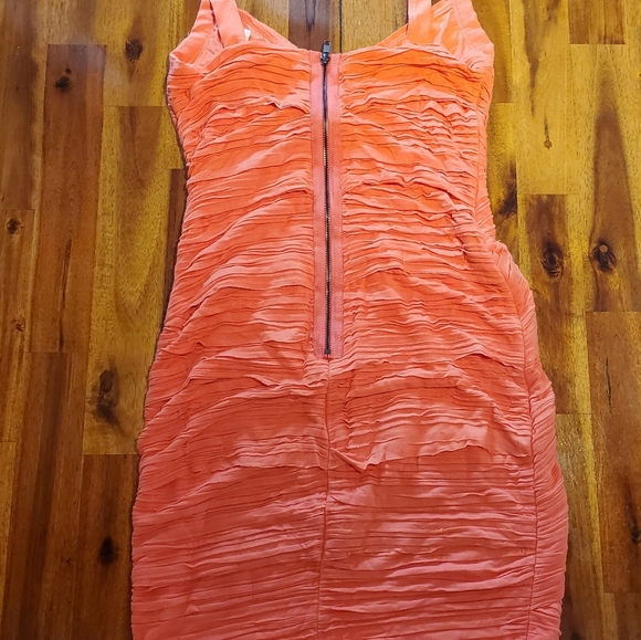 Bright orange mini with layered ruching - Picture 3 of 3